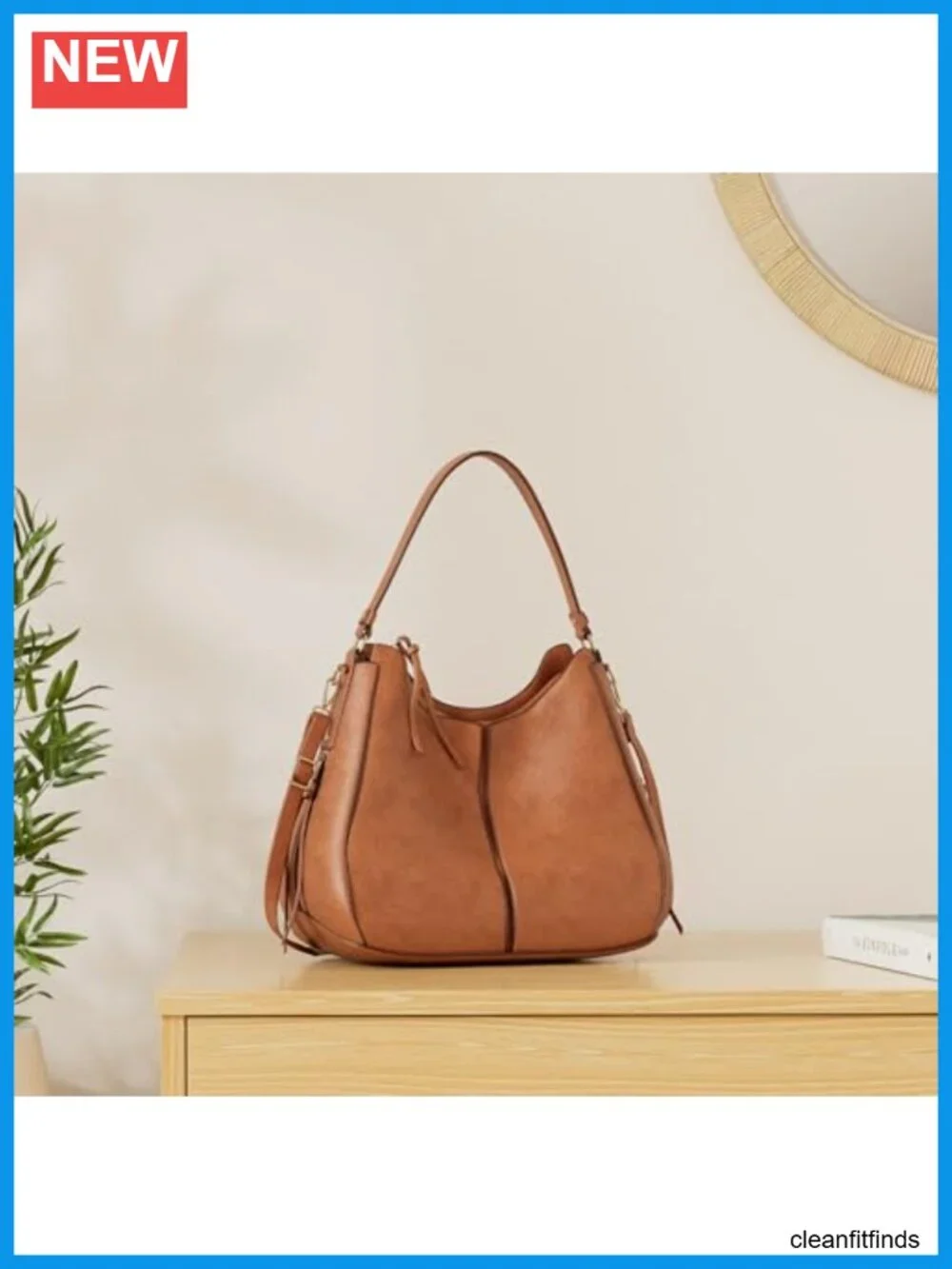 Faux Leather Hobo Crossbody Bag Women's Zip Pockets